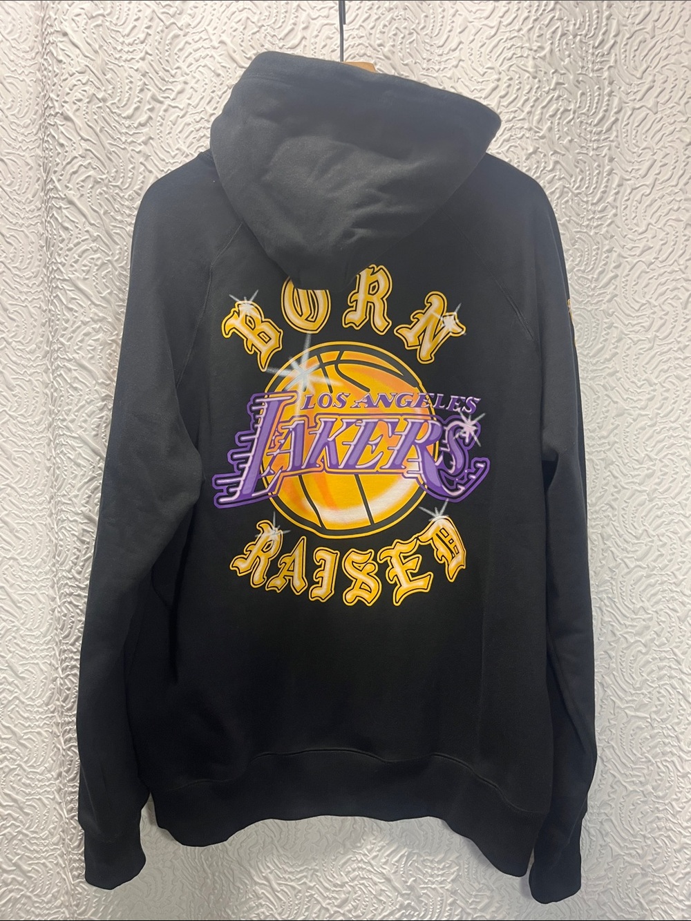 Born X Raised x New Era LA Lakers Hoodie Black Gold Streetwear - XL